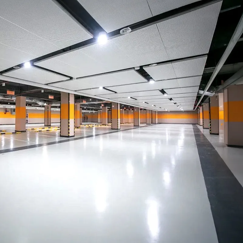 Epoxy flooring system in a parking facility